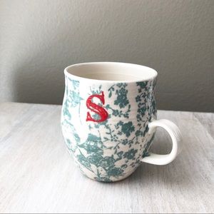 Anthropologie “S” initial mug 16oz